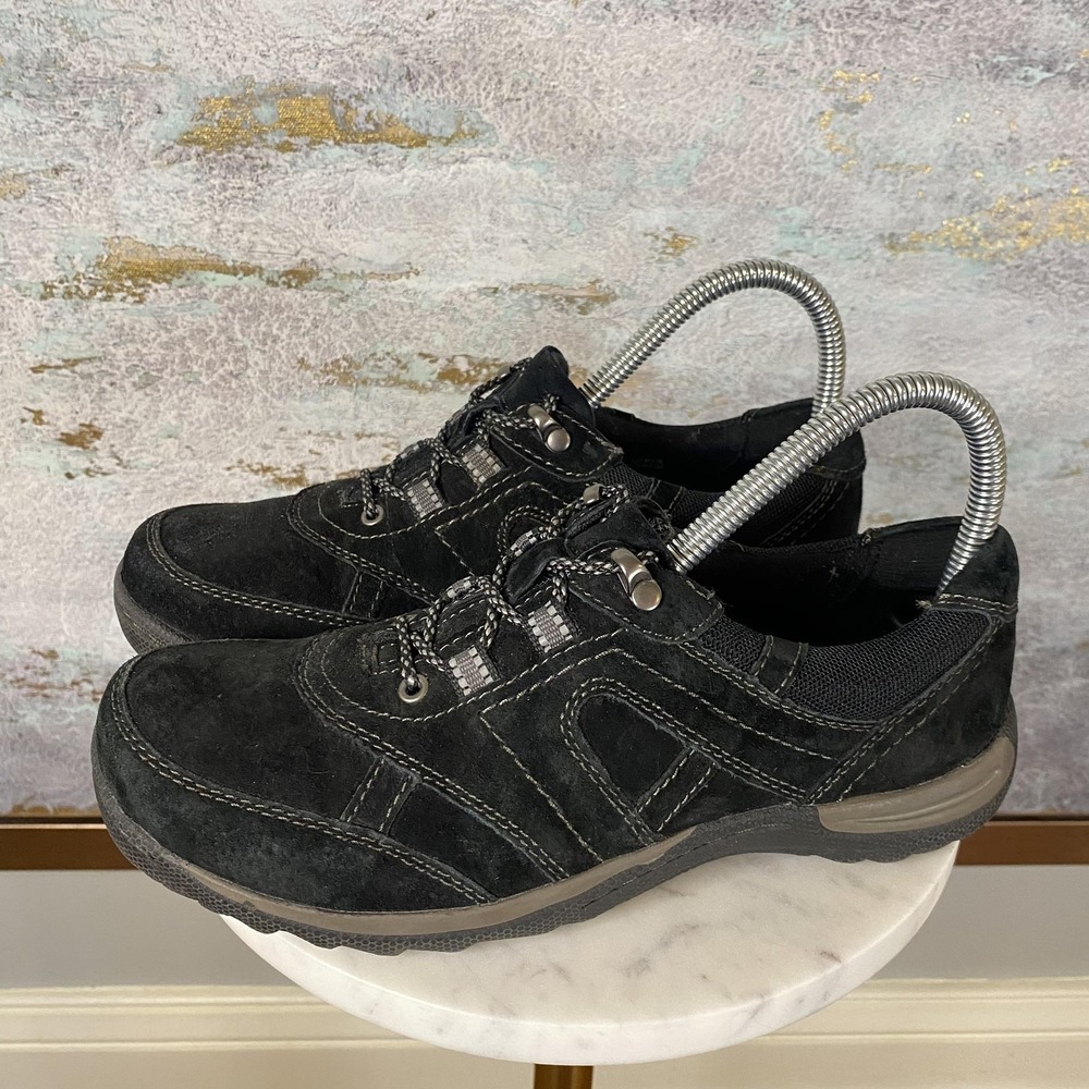 Earth Origins Carter Shoes Womens Size 6.5 Black Leather Walking Sneakers